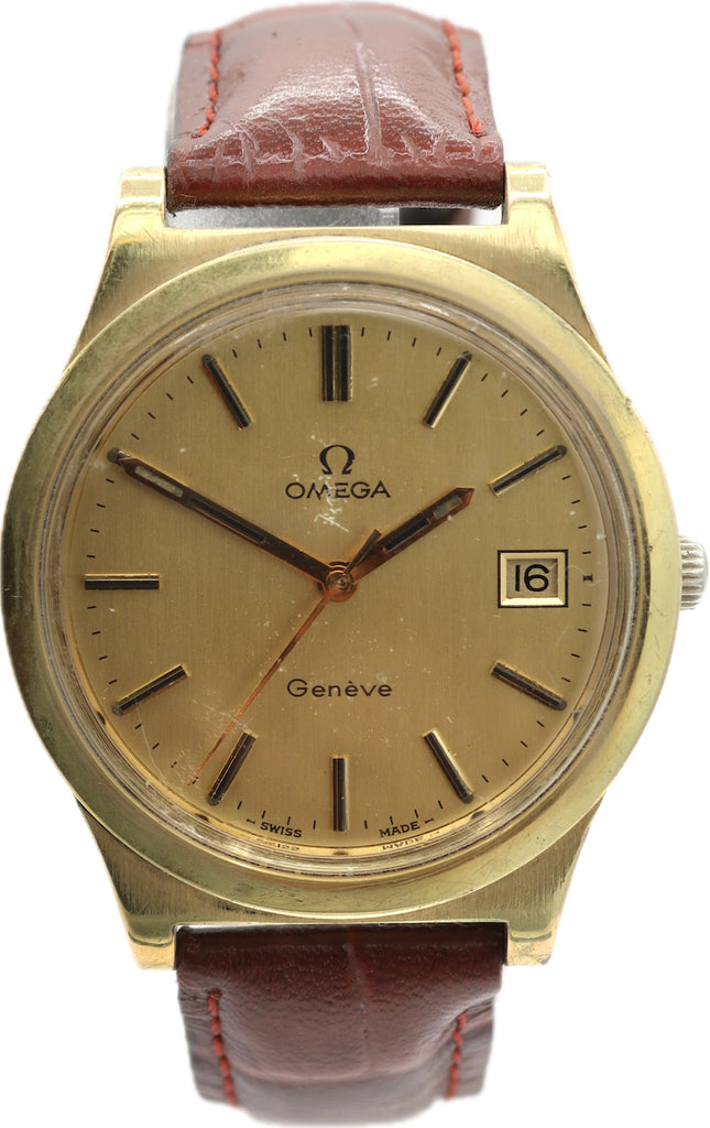 Vintage 36mm Omega 136.0102 Geneve Men's Mechanical Wristwatch 1030 Gold Tone