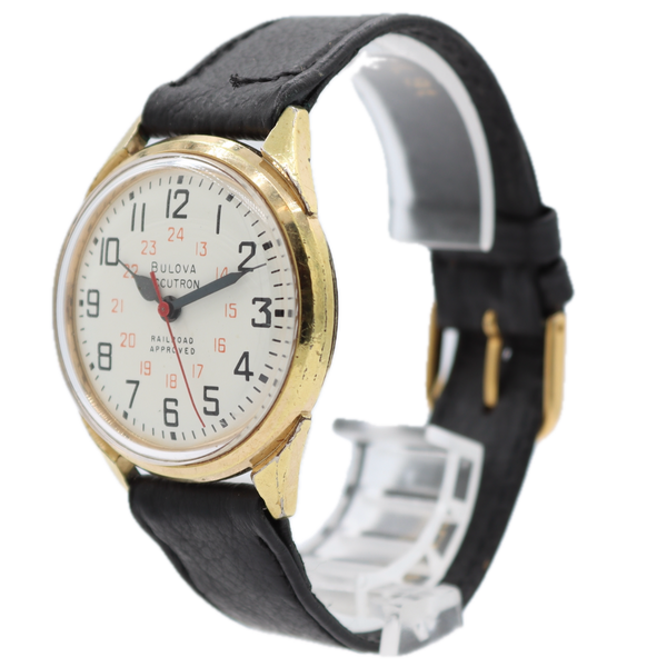 Vintage Bulova 3339 Railroad Approved Men's Tuning Fork Wristwatch Gold Plated