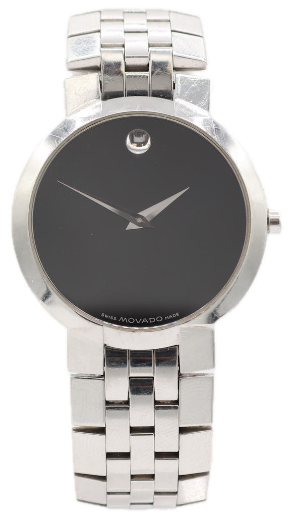 Vintage Movado 84 45 1891 Museum Black Men's Quartz Wristwatch