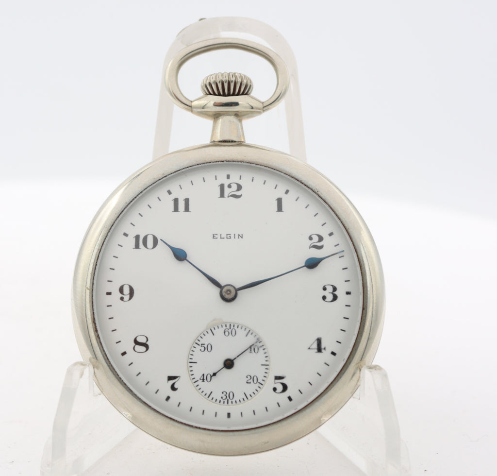 Antique 16s 1921 Elgin 7 Jewel Mechanical Pocket Watch 291 Silverode USA