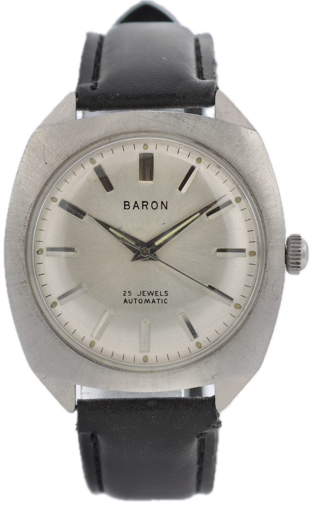 Vintage Baron Sunburst Cushion Men's Automatic Wristwatch PUW 1364 Steel