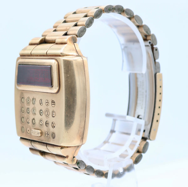 40mm Pulsar Calculator Men's Digital LED Wristwatch USA14k Gold Filled