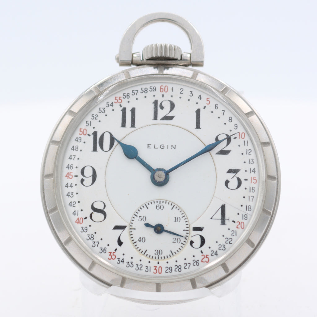 Antique 1917 Elgin B.W. Raymond Mechanical Railroad Pocket Watch 372 Steel USA