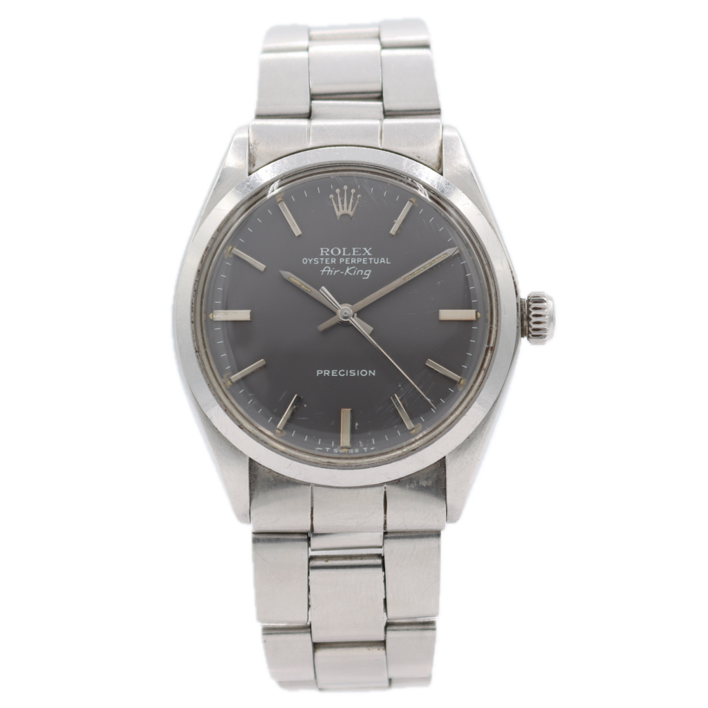 Vintage 1975 Rolex 5500 Air King Men's Automatic Wristwatch Swiss Steel Grey