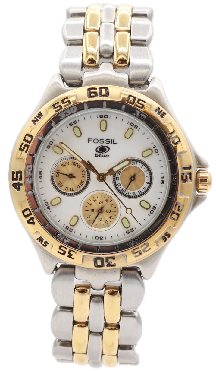 Fossil Blue Calendar Hex Dial