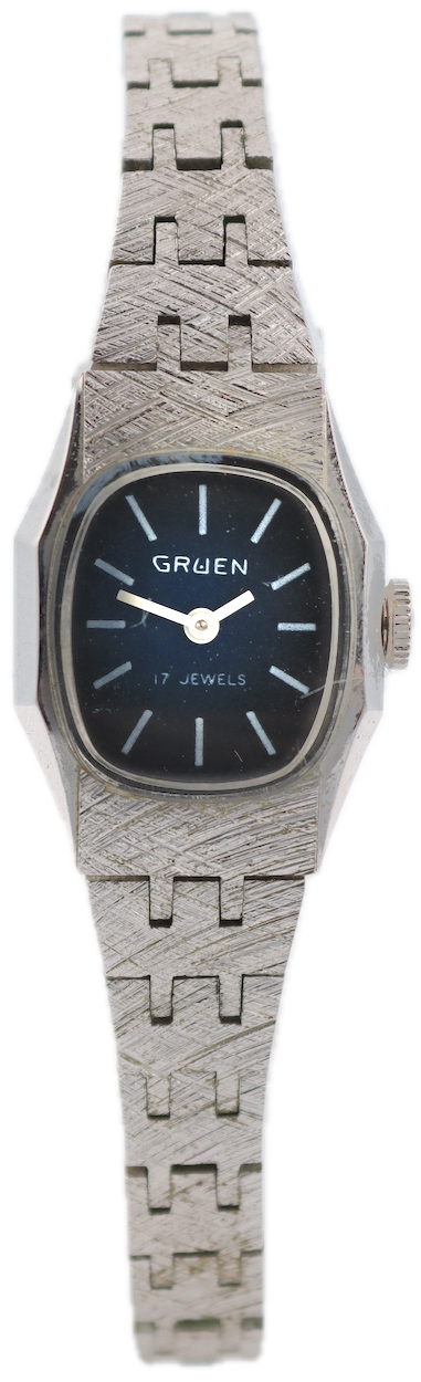 Gruen Linen Blue Dial