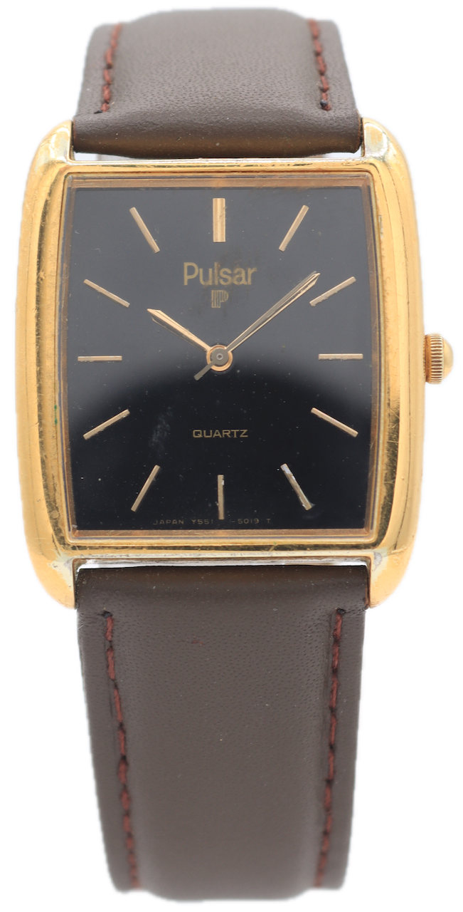 Pulsar Black Dial Tank Y551-5019