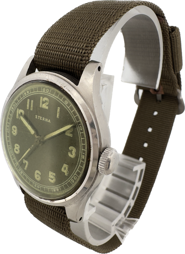 Vintage Eterna Military 17 Jewel Men Bumper Automatic Wristwatch 833 Swiss Steel
