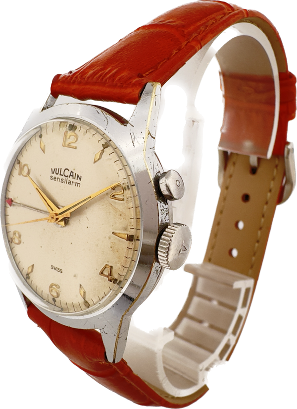Vintage Vulcain Sensilarm 17Jewel Men Mechanical Alarm Wristwatch 120 Swiss Runs