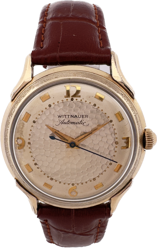 Vintage Wittnauer Men's Automatic Wristwatch 11ARG w Hammered Style Dial Rare