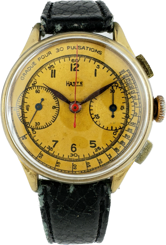 Vintage Leonidas Haste 17 Jewel Men's Chronograph Wristwatch Valjoux Running