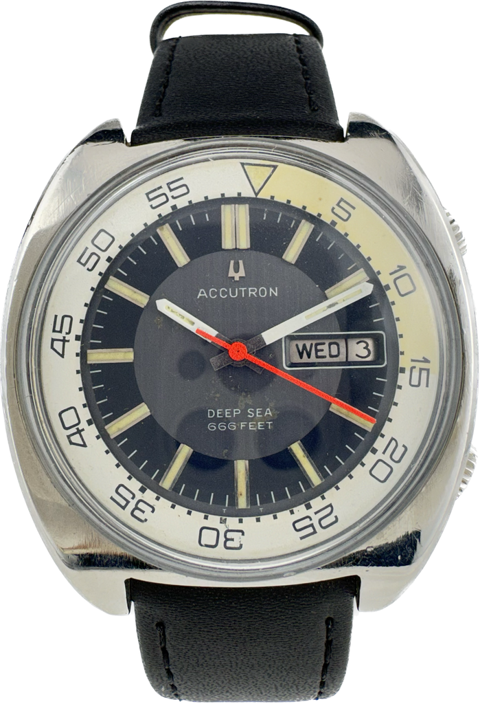 Vintage Bulova Deep Sea 781 Men's Tuning Fork Wristwatch 218 2 Stainless Runs