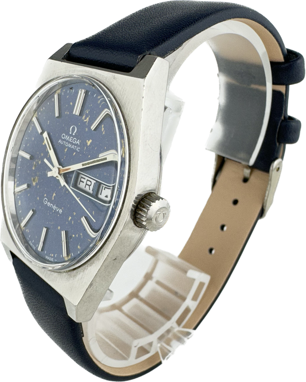 Vintage Omega 166.0120 17 Jewel Men's Automatic Wristwatch 1022 w Blue Dial Runs