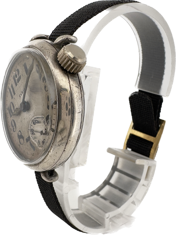 Antique 1918 Elgin WW1 Trench Offset Crown Men's Manual Wristwatch 462 Sterling