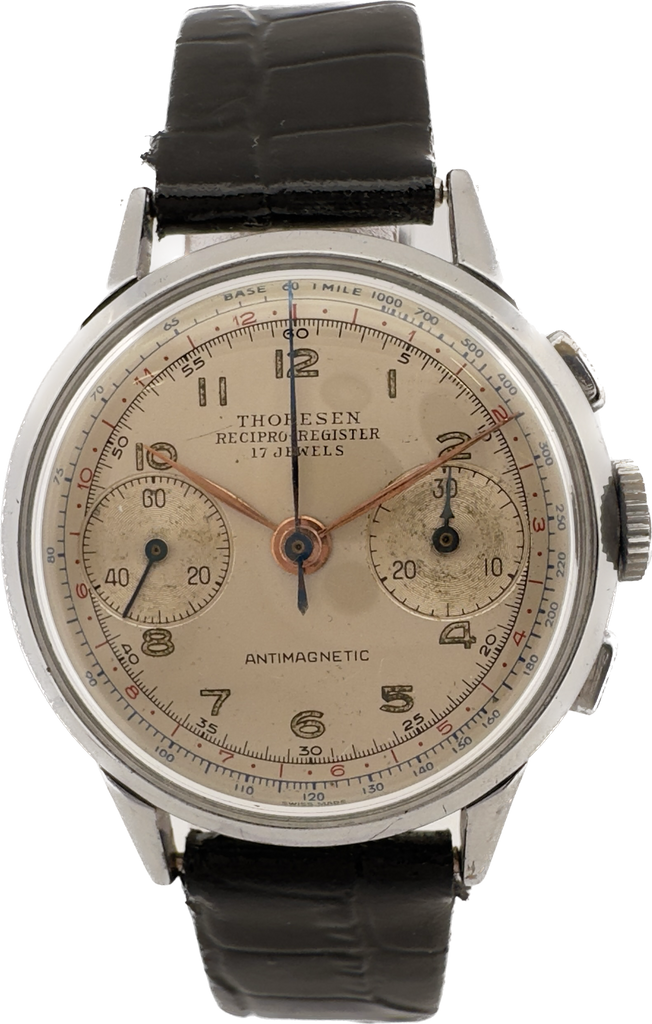 Vintage 34mm Thoresen Recipro-Register Men's Mechanical Chronograph Wristwatch