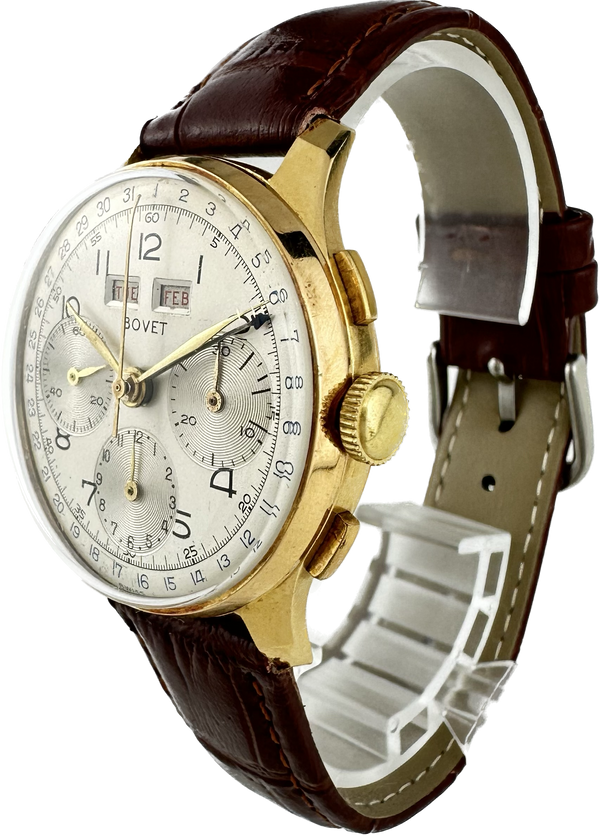 Vintage Bovet Men's Triple Date Chronograph Watch Valjoux 72C 18k Gold Eberhard