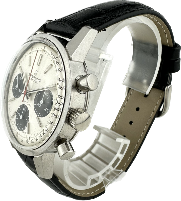 Vintage Breitling 810 Panda Men Chronograph Wristwatch Venus 178 Stainless Steel