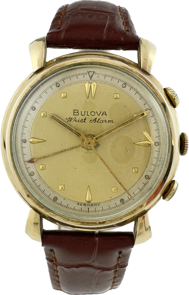 Vintage Bulova Wrist Alarm Men s Mechanical Wristwatch 12 B 10k Gold F thewatchpreserve