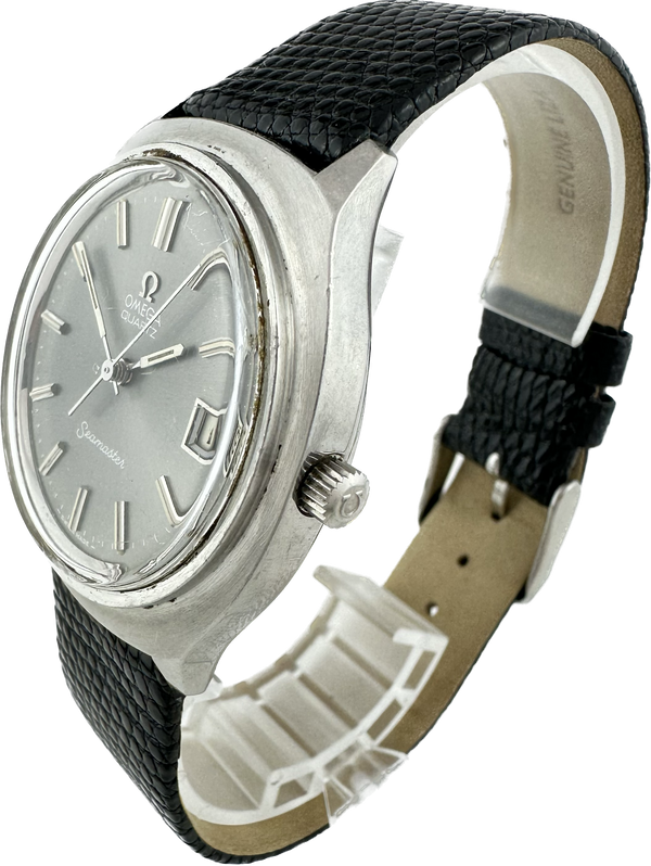 Vintage Omega Seamaster 196.0072 Men's Quartz Wristwatch Steel w Gray Dial
