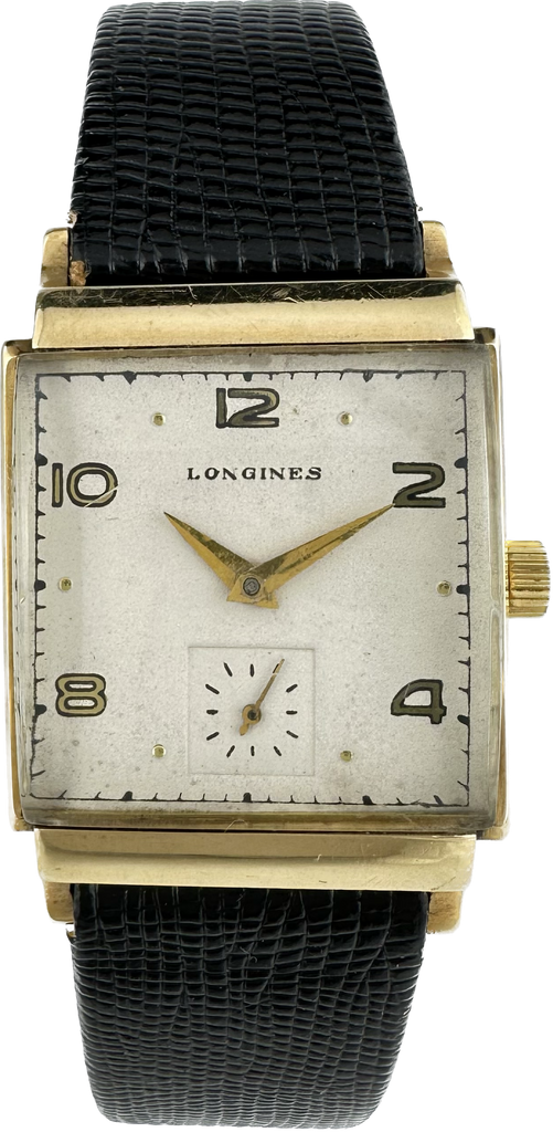 Vintage Longines Tank Style 17 Jewel Men's Mechanical Wristwatch 14k Gold Runs
