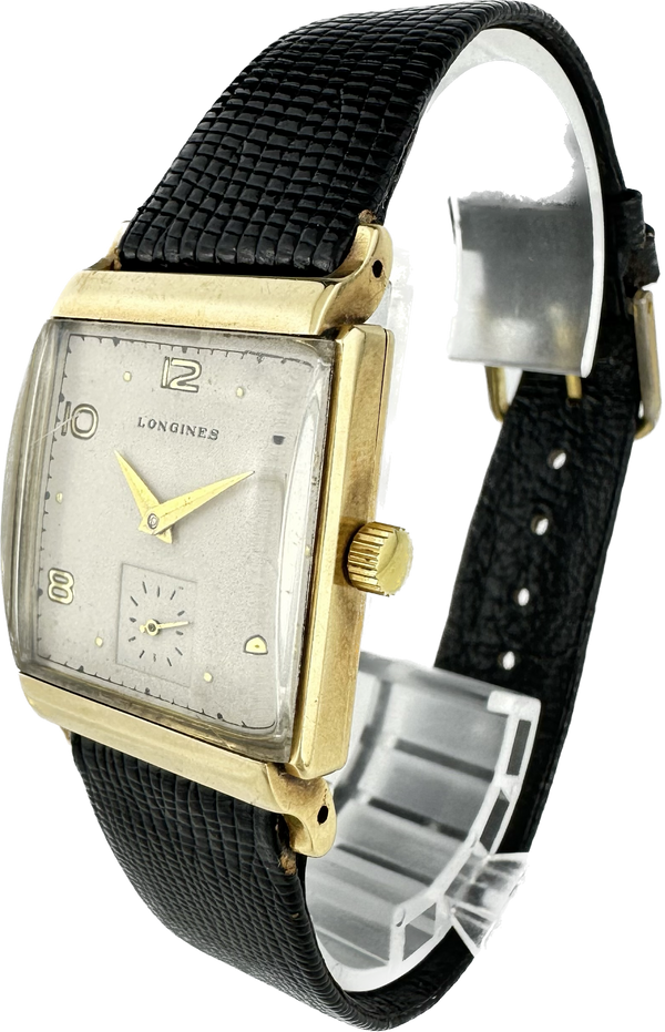 Vintage Longines Tank Style 17 Jewel Men's Mechanical Wristwatch 14k Gold Runs