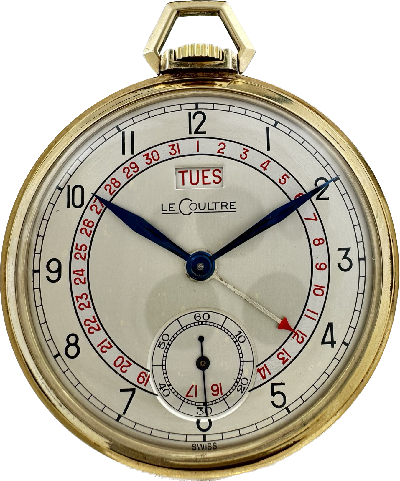 Antique LeCoultre Date Pointer w Day Mechanical Pocket Watch 10k GF Sw ...