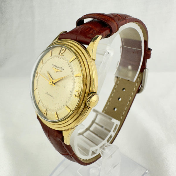 Vintage Longines Men's Automatic Wristwatch 19AS Bubbleback w Stepped Bezel