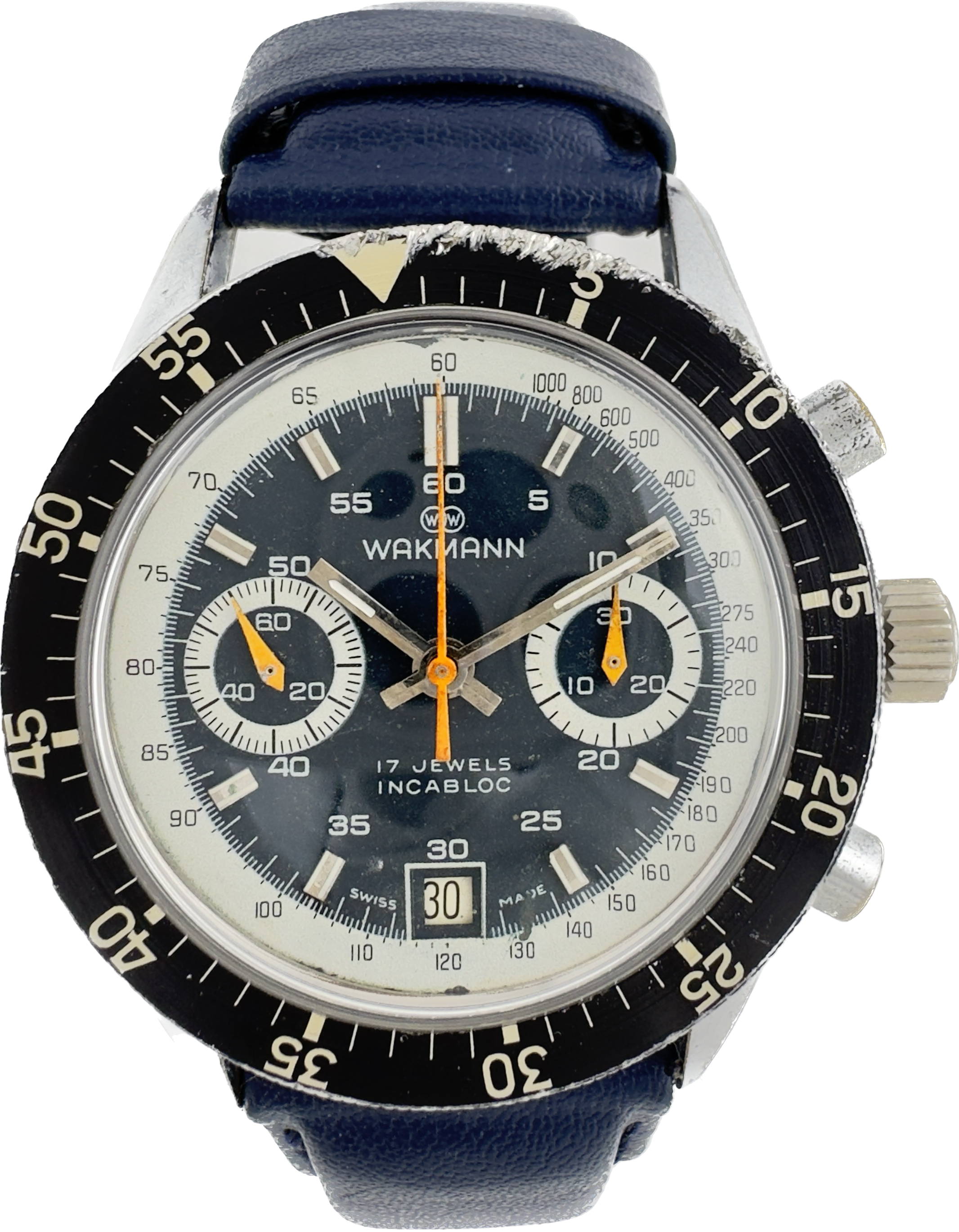 Vintage Wakmann Big Boy 13.36.00 Men Chronograph Watch