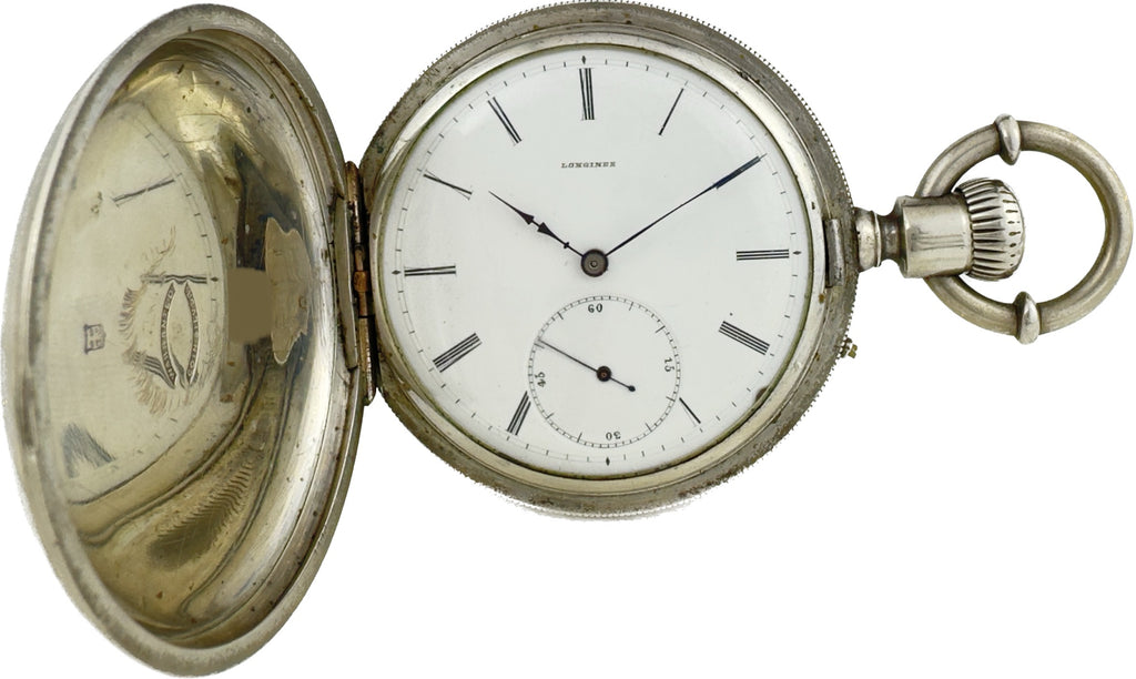 Antique 55mm Early Longines George Agassiz Hunter Pocket Watch