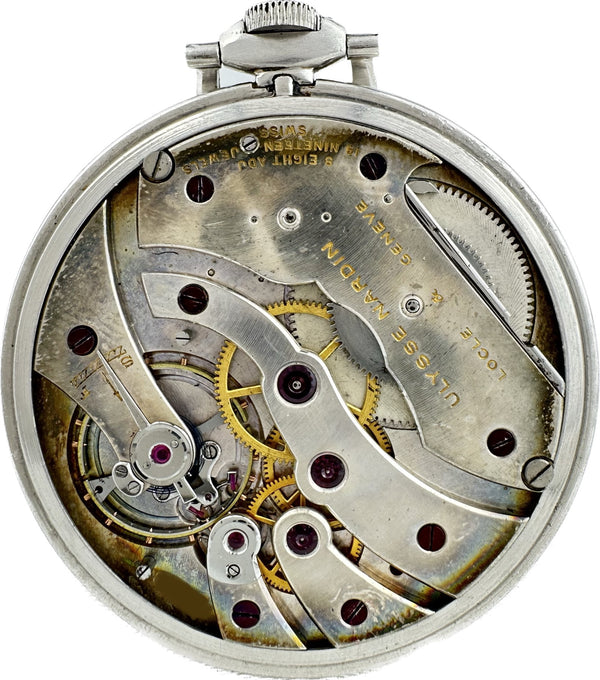 Antique Ulysse Nardin 19 Jewel Mechanical Pocket Watch Platinum Runs High Grade