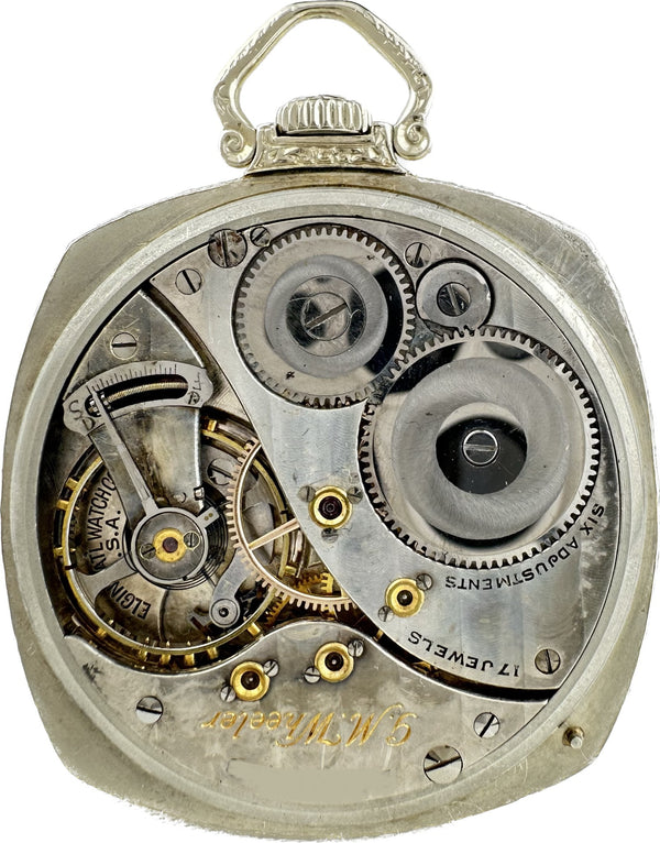 Vintage Elgin G.M. Wheeler Mechanical Pocket Watch Grade 452 Runs 14k White Gold