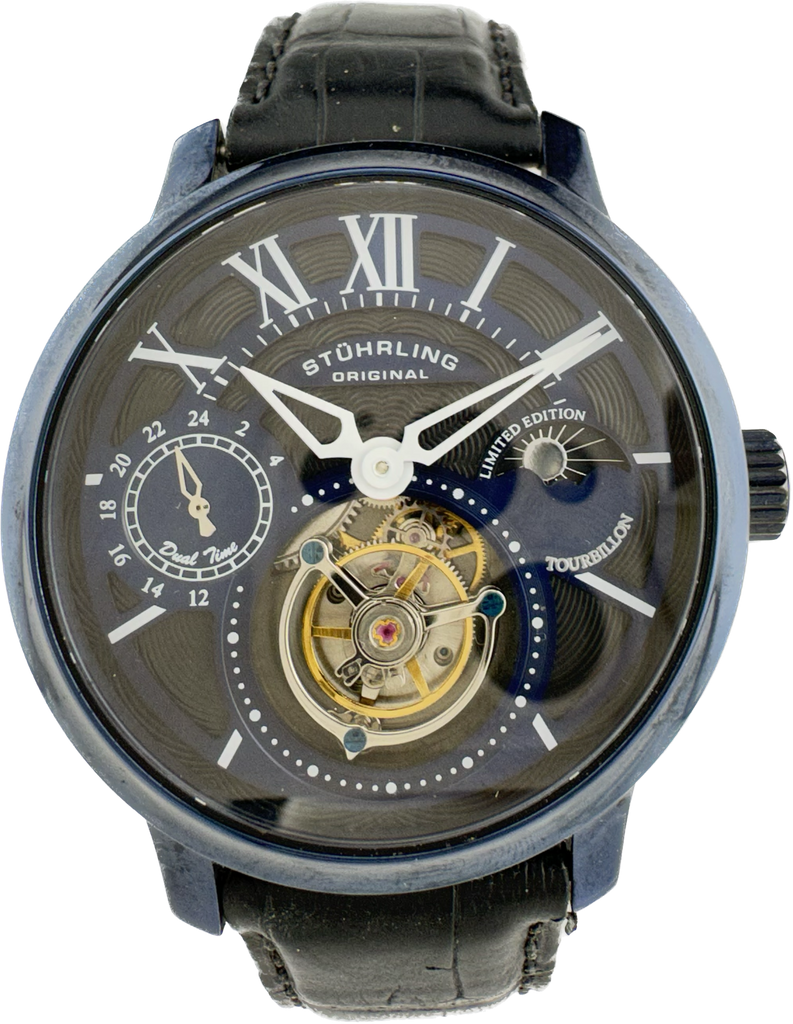 Sturhling Tourbillion Dual Time 19 Jewel Mechanical Wristwatch ST-93311 Runs