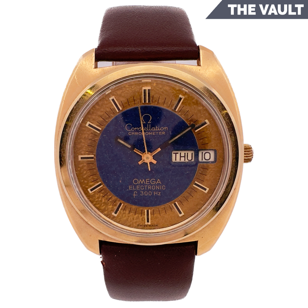Vintage Omega 198.0034 Men's Tuning Fork Wristwatch 1260 Blue Night Sky Dial