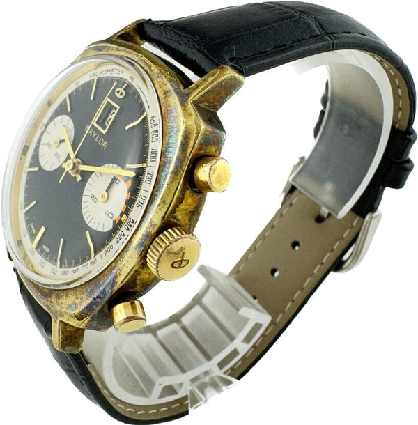 Vintage Baylor Reverse Panda Camaro Style Chronograph Wristwatch Landeron 187