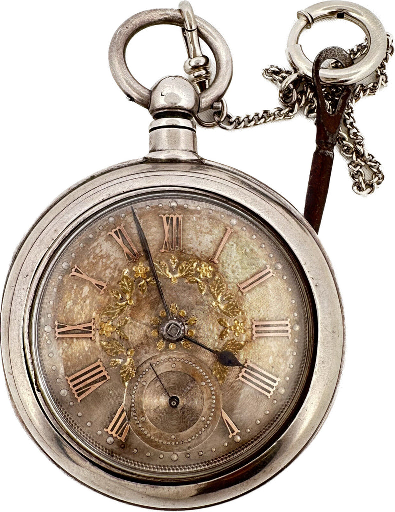 Antique Alexander Sharples Key Wind Fusee Pocket Watch Sterling Pair Case Scottish