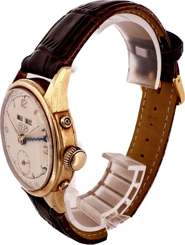 Vintage Heuer Triple Date Men's Bumper Automatic Wristwatch 10k Gold Filled Runs