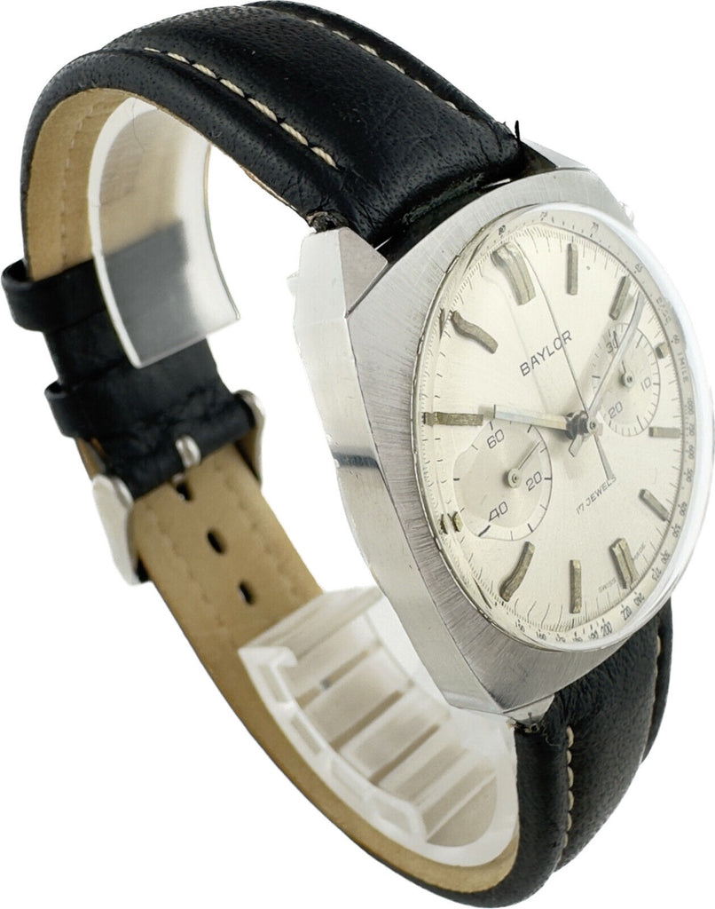 Vintage Baylor 2 Register Chronograph Wristwatch Venus 210 Swiss Stainless Steel