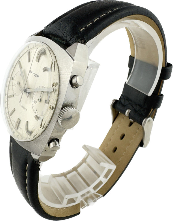 Vintage Baylor 2 Register Chronograph Wristwatch Venus 210 Swiss Stainless Steel