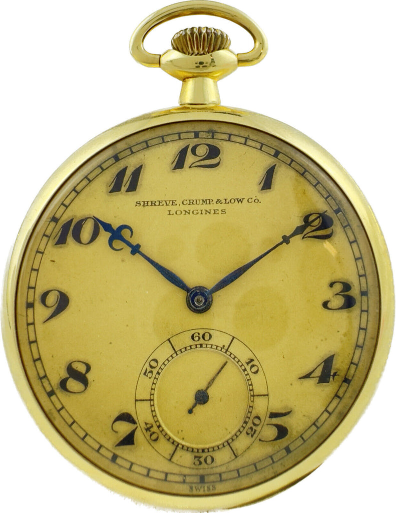 Antique Longines Shreve Crump & Low 15 Jewel Manual Pocket Watch 18.79 14k Gold