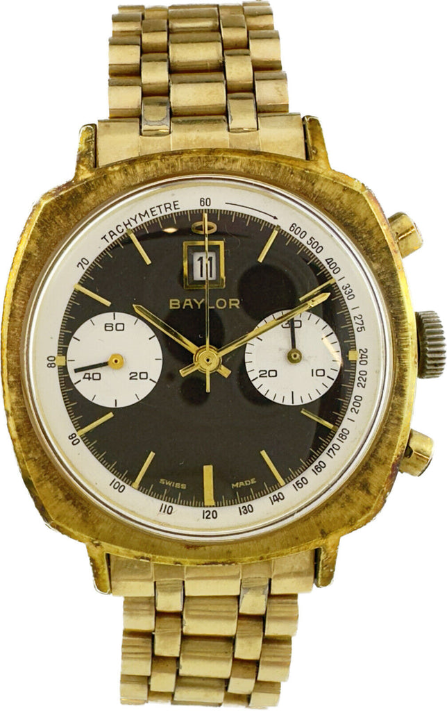 Vintage Baylor Reverse Panda Camaro Chronograph Wristwatch Landeron 187 w JBBand